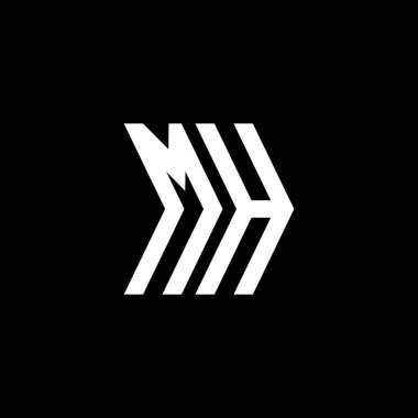 MH Monogram geometrik biçim şablonu. İzole edilmiş arkaplanda ilk tasarım vektörü