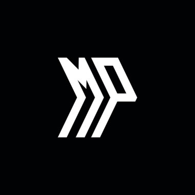 MP Monogram geometrik biçim şablonu. İzole edilmiş arkaplanda ilk tasarım vektörü