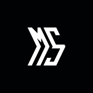 MS Monogram geometrik biçim şablonu. İzole edilmiş arkaplanda ilk tasarım vektörü