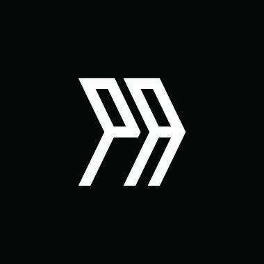 PA Monogram geometrik şekil şablonu. İzole edilmiş arkaplanda ilk tasarım vektörü