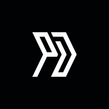 PD Monogram geometrik şekil şablonu. İzole edilmiş arkaplanda ilk tasarım vektörü