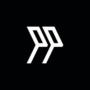 PP Monogram geometrik şekil şablonu. İzole edilmiş arkaplanda ilk tasarım vektörü