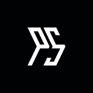 PS Monogram geometrik şekil şablonu. İzole edilmiş arkaplanda ilk tasarım vektörü