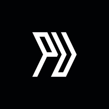 PU Monogram geometrik şekil şablonu. İzole edilmiş arkaplanda ilk tasarım vektörü