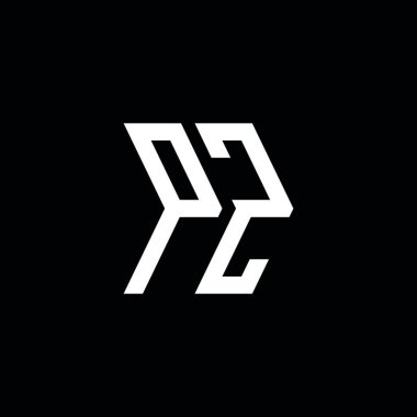 PZ Monogram geometrik şekil şablonu. İzole edilmiş arkaplanda ilk tasarım vektörü