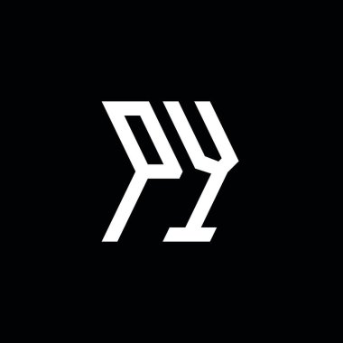 PY Monogram geometrik şekil şablonu. İzole edilmiş arkaplanda ilk tasarım vektörü