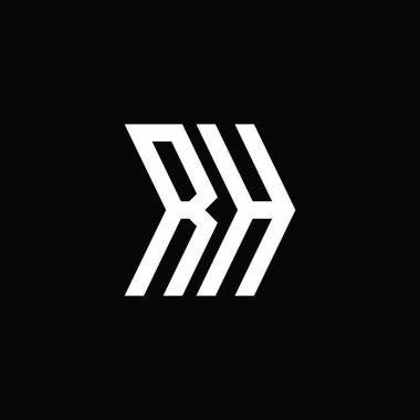 RH Monogram geometrik şekil şablonu. İzole edilmiş arkaplanda ilk tasarım vektörü