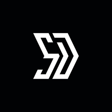 SD Monogram geometrik biçim şablonu. İzole edilmiş arkaplanda ilk tasarım vektörü
