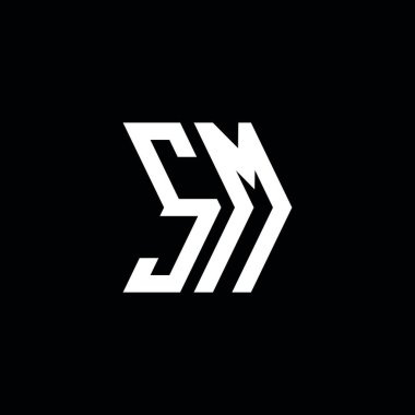 SM Monogram geometrik şekil şablonu. İzole edilmiş arkaplanda ilk tasarım vektörü