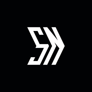 SN Monogram geometrik biçim şablonu. İzole edilmiş arkaplanda ilk tasarım vektörü