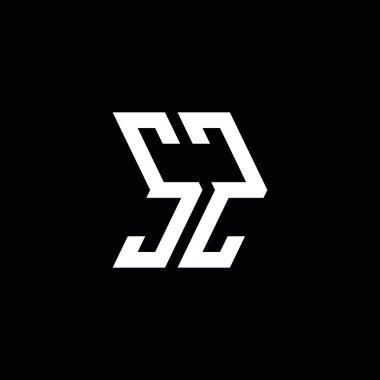 SZ Monogram geometrik şekil şablonu. İzole edilmiş arkaplanda ilk tasarım vektörü