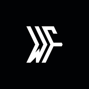 WF Monogram geometrik şekil şablonu. İzole edilmiş arkaplanda ilk tasarım vektörü