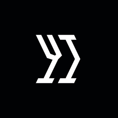 YI Monogram geometrik şekil şablonu. İzole edilmiş arkaplanda ilk tasarım vektörü