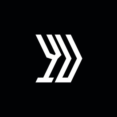 YU Monogram geometrik biçim şablonu. İzole edilmiş arkaplanda ilk tasarım vektörü