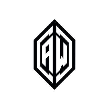 Beyaz arkaplanda izole edilmiş geometrik şekil vektör monogram tasarım şablonu olan AW logosu