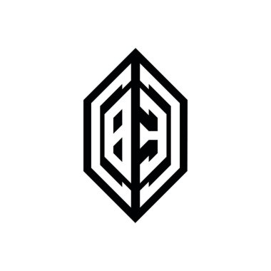 Beyaz arkaplanda izole edilmiş geometrik şekil vektör monogram tasarım şablonuna sahip BE logosu