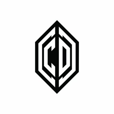 Beyaz arkaplanda izole edilmiş geometrik şekil vektör monogram tasarım şablonu olan CO logosu