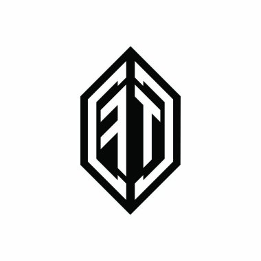 Beyaz arkaplanda izole edilmiş geometrik şekil vektör monogram tasarım şablonu olan FT logosu