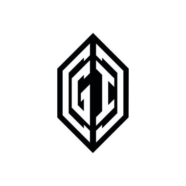 Beyaz arkaplanda izole edilmiş geometrik şekil vektör monogram tasarım şablonu olan GI logosu