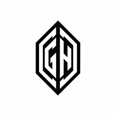 Beyaz arkaplanda izole edilmiş geometrik şekil vektör monogram tasarım şablonu GH logosu
