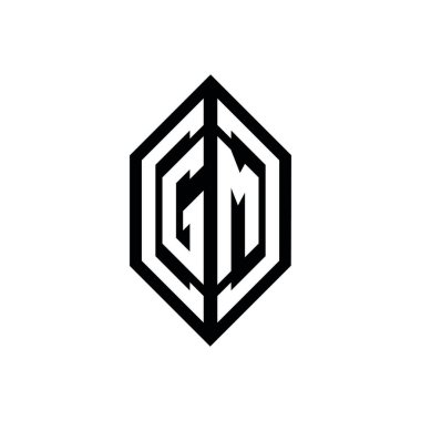 Beyaz arkaplanda izole edilmiş geometrik şekil vektör monogram tasarım şablonu olan GM logosu