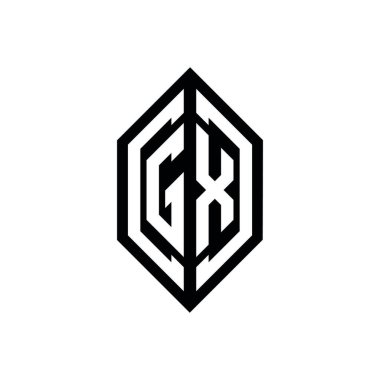Beyaz arkaplanda izole edilmiş geometrik şekil vektör monogram tasarım şablonu olan GX logosu