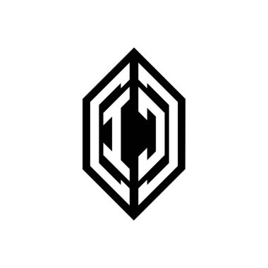 Beyaz arkaplanda izole edilmiş geometrik şekil vektör monogram tasarım şablonu olan IC logosu