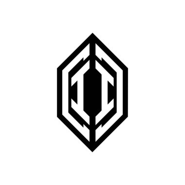 Beyaz arkaplanda izole edilmiş geometrik şekil vektör monogram tasarım şablonu olan II logo