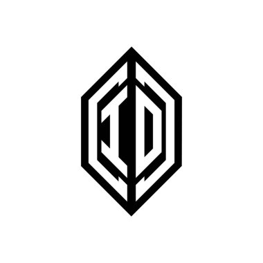 Beyaz arkaplanda izole edilmiş geometrik şekil vektör monogram tasarım şablonu olan IO logosu