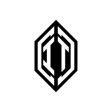 Beyaz arkaplanda izole edilmiş geometrik şekil vektör monogram tasarım şablonu olan IT logosu