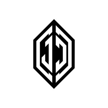 Beyaz arkaplanda izole edilmiş geometrik şekil vektör monogram tasarım şablonu olan JC logosu