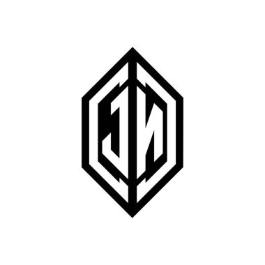 Beyaz arkaplanda izole edilmiş geometrik şekil vektör monogram tasarım şablonu olan JN logosu