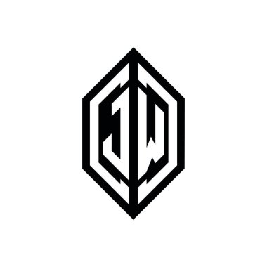 Beyaz arkaplanda izole edilmiş geometrik şekil vektör monogram tasarım şablonu olan JW logosu