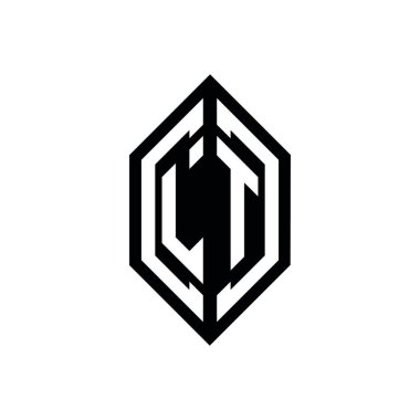 Beyaz arkaplanda izole edilmiş geometrik şekil vektör monogram tasarım şablonu olan LT logosu