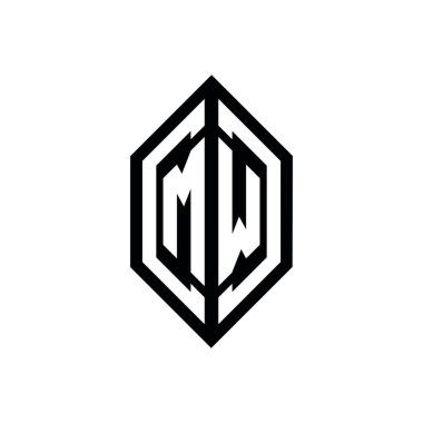 Beyaz arkaplanda izole edilmiş geometrik şekil vektör monogram tasarım şablonu olan MW logosu