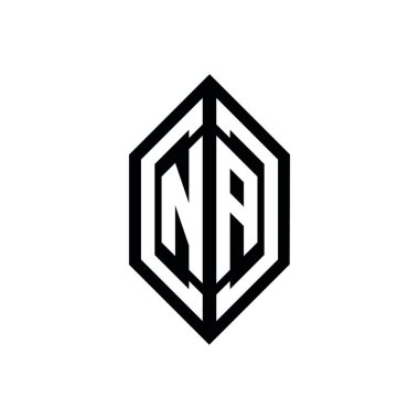 Beyaz arkaplanda izole edilmiş geometrik şekil vektör monogram tasarım şablonu olan NA logosu