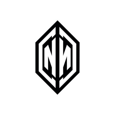 Beyaz arkaplanda izole edilmiş geometrik şekil vektör monogram tasarım şablonu olan NN logosu