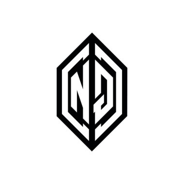 Beyaz arkaplanda izole edilmiş geometrik şekil vektör monogram tasarım şablonu olan NQ logosu