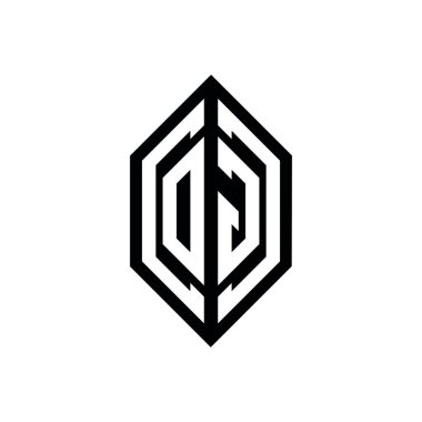 Beyaz arkaplanda izole edilmiş geometrik şekil vektör monogram tasarım şablonu olan OG logosu