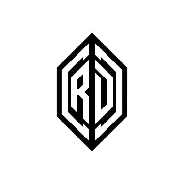 Beyaz arkaplanda izole edilmiş geometrik şekil vektör monogram tasarım şablonu olan RD logosu