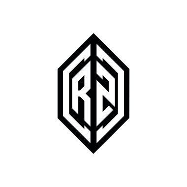 Beyaz arkaplanda izole edilmiş geometrik şekil vektör monogram tasarım şablonu olan RZ logosu