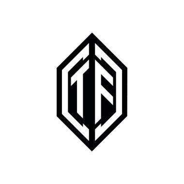 Beyaz arkaplanda izole edilmiş geometrik şekil vektör monogram tasarım şablonu olan TF logosu