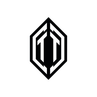 Beyaz arkaplanda izole edilmiş geometrik şekil vektör monogram tasarım şablonu olan TT logosu
