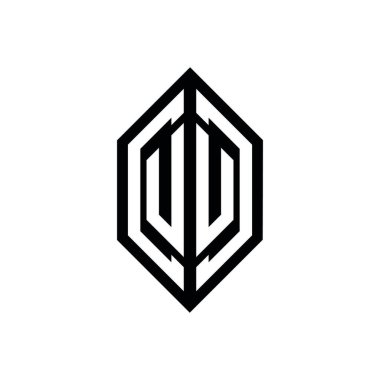 Beyaz arkaplanda izole edilmiş geometrik şekil vektör monogram tasarım şablonu olan UU logosu