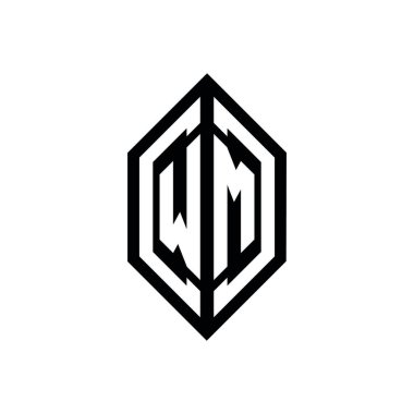 Beyaz arkaplanda izole edilmiş geometrik şekil vektör monogram tasarım şablonu olan WM logosu