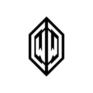 Beyaz arkaplanda izole edilmiş geometrik şekil vektör monogram tasarım şablonu olan WW logosu