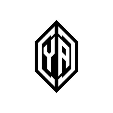 Beyaz arkaplanda izole edilmiş geometrik şekil vektör monogram tasarım şablonuna sahip YA logosu