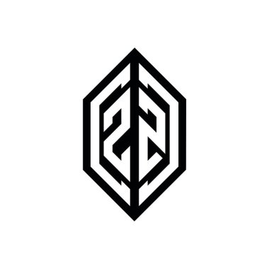 Beyaz arkaplanda izole edilmiş geometrik şekil vektör monogram tasarım şablonu olan ZZ logosu