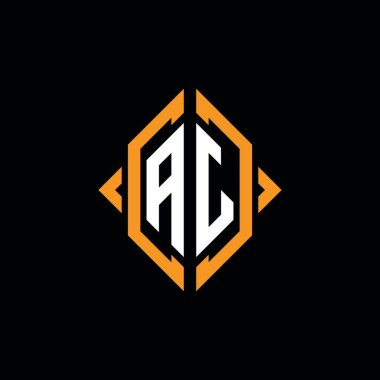 AJ Monogram geometrik şekil şablonu. İzole edilmiş arkaplanda ilk tasarım vektörü