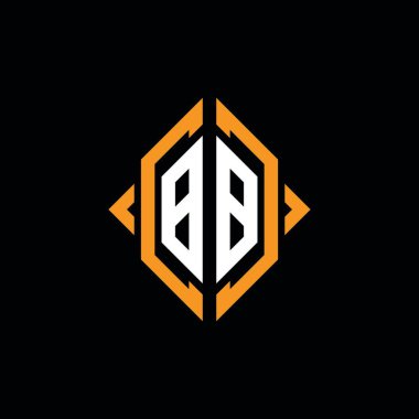 BB Monogram geometrik şekil şablonu. İzole edilmiş arkaplanda ilk tasarım vektörü